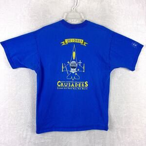 VTG USAF Crusaders 523rd Fighter Squadron Shirt Mens L Blue Gods Chosen F-16